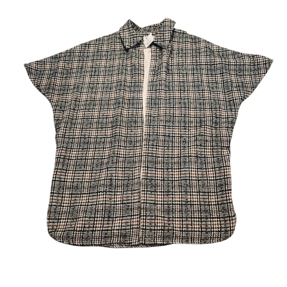 THML NWT Women's Plaid Houndstooth Open Front Jacket/Poncho Combo, Small